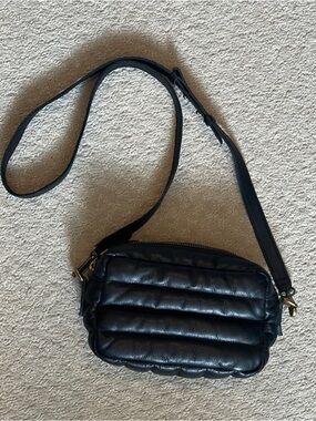 Madewell Transport Camera Bag Puff Crossbody Quilted Leather Purse In Black